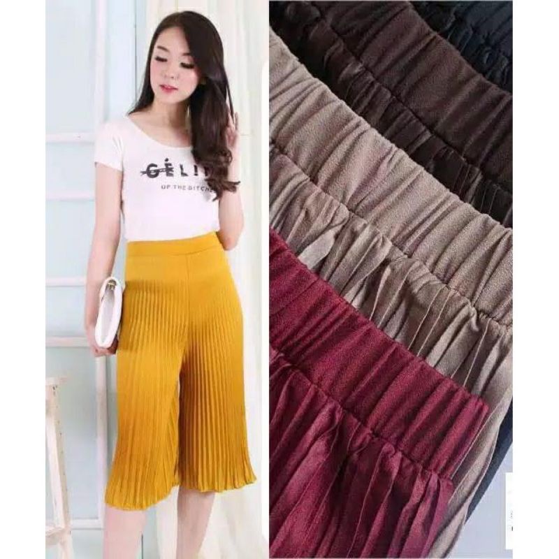 𝔂𝓾𝓶𝓪 Kulot Plisket Pendek 7/8 Ukuran JUMBO//Bahan Hyget Super Grade A