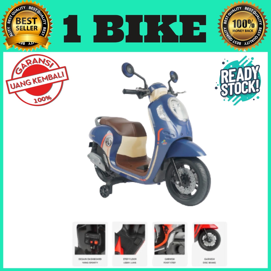 Motor Aki M999 Honda Scoopy - Official Licensed by Honda, mainan anak, motor anak, motoran anak murah