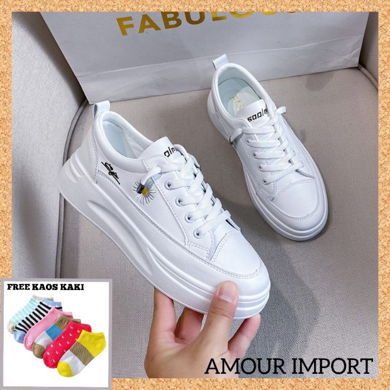 ( AMOUR ) Sepatu Wanita Sneakers Basic Fashion Import Putih  Z12