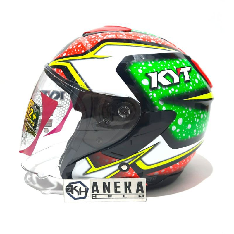HELM KYT KYOTO MOTIF BLACK/RED FLUO/GREEN FLUO