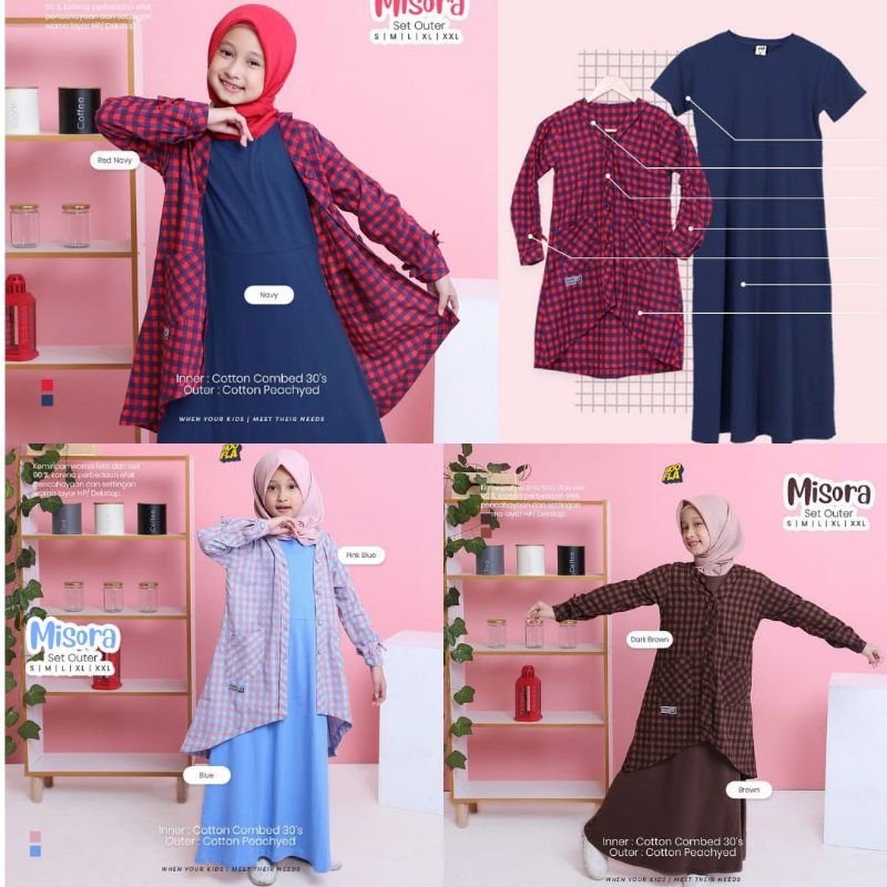 Hoofla Kids Misora Set Outer Distro Setelan Gamis Outer Anak Perempuan Baju Muslim Original