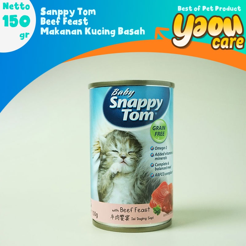 BABY SNAPPY TOM CAT WET FOOD Makanan Basah Anak Kucing Kaleng Rasa BEEF FEAST