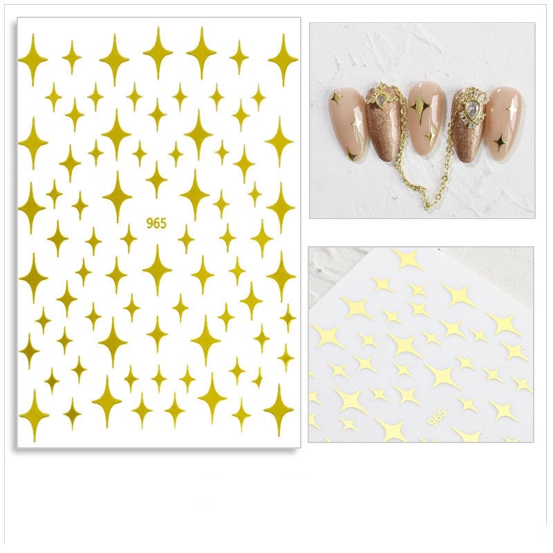 (1 Lembar) (Sparkle Star Stiker Kuku Transfer Air) Untuk Aksesoris Manikur Diy