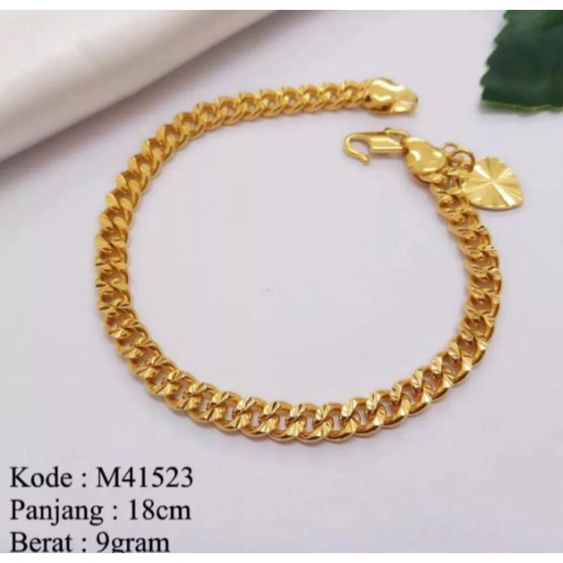 Gelang tangan wanita motif tikar polos lapis emas24k