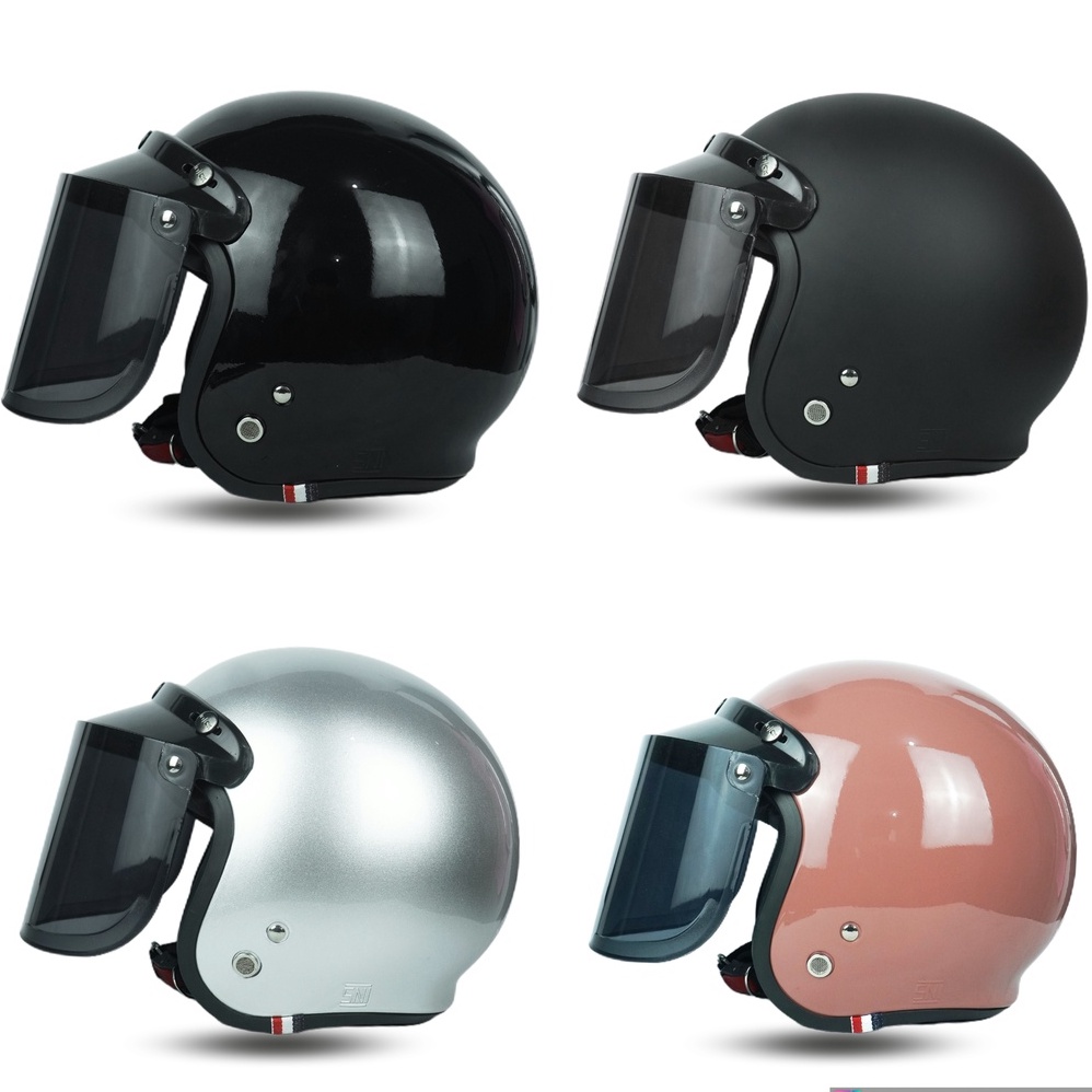 Helm Bogo Dewasa Pria Wanita SNI BR1 POLOS Kaca Flat INJAK