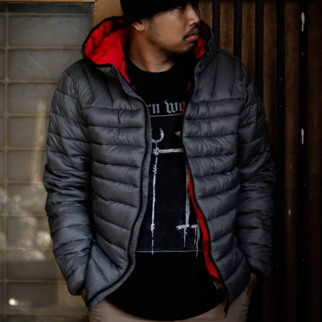 BERSHKA Puffer Insulated hoodie jacket - Jaket halusin sintetis - jaket outdoor