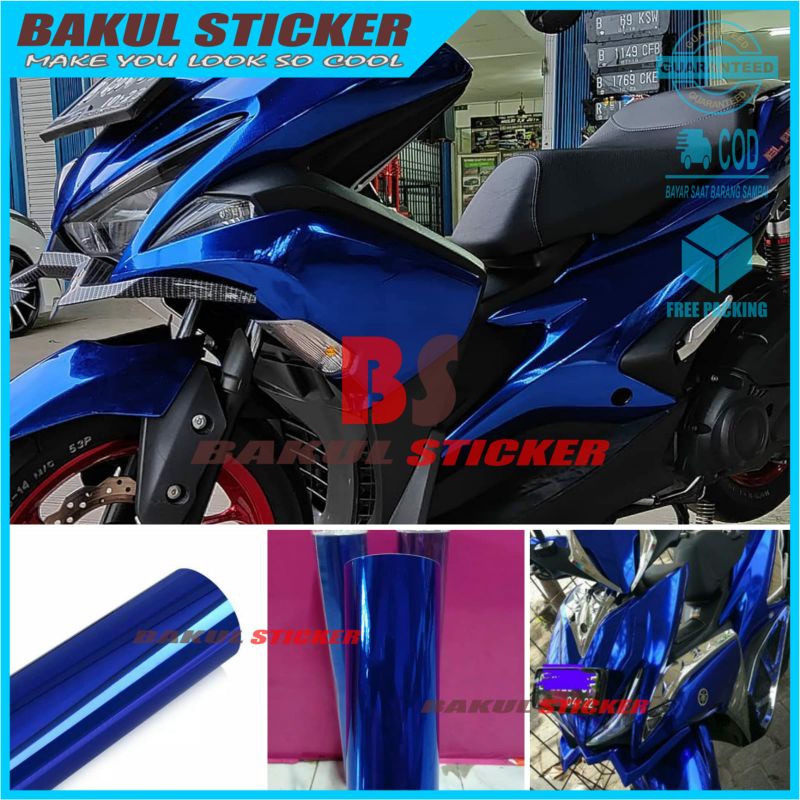 Stiker Skotlet Biru Metalik Skotlet Crome Stiker Motor Krom Scotlite Motor Stiker Biru Metalik