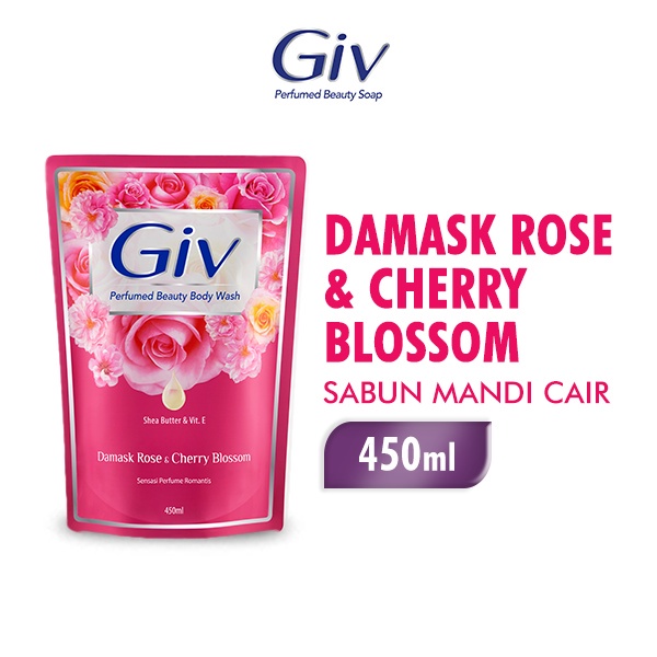 GIV BODY WASH DAMASK ROSE &amp; CHERRY BLOSSOM 450ML / N012764