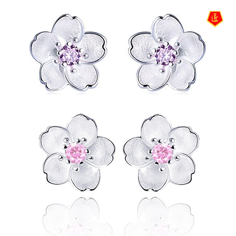 [Ready Stock]Fashion Sweet Cherry Blossom Ear Studs
