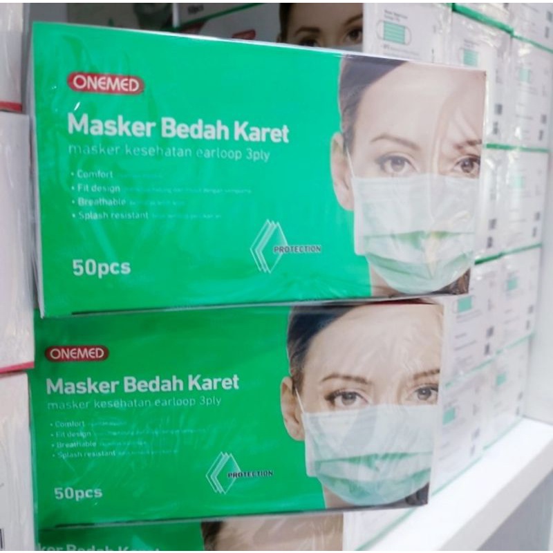 Onemed masker medis masker karet earloop onemed 3 ply isi 50pcs per box