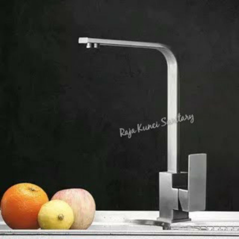 Kran Sink Mixer Panas Dingin Kotak Stainless Black/Kran Bak Cuci Piring Panas Dingin Kotak Hitam Black