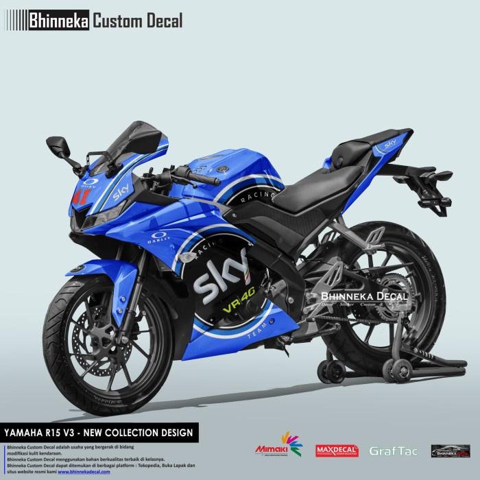 Decal Stiker YAMAHA R15 V3 SKY BLUE