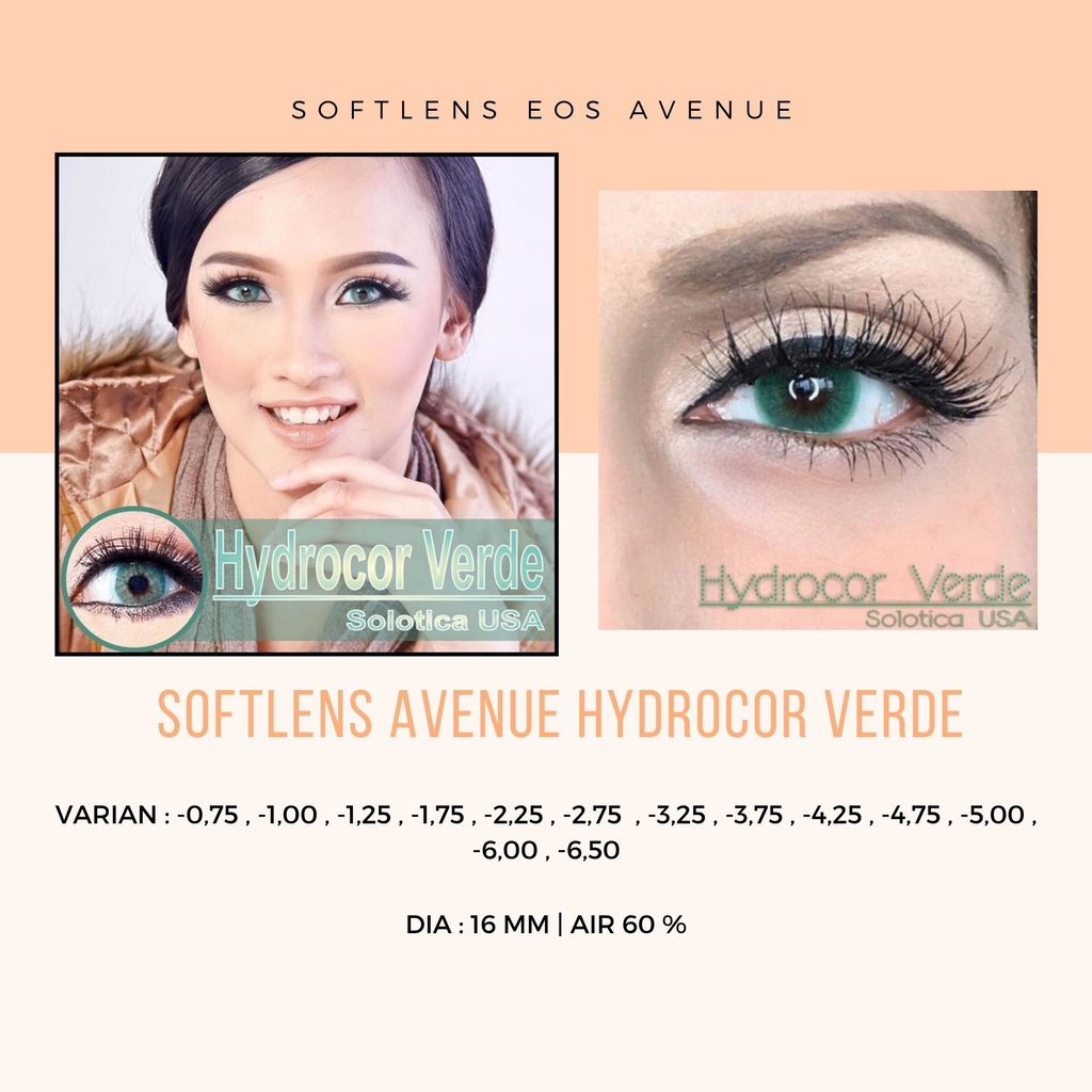 SOFTLENS/LENSA AVENUE SOLOTICA HYDROCOR VERDE -MINUS / LENSA MATA / SOFTLENS MATA