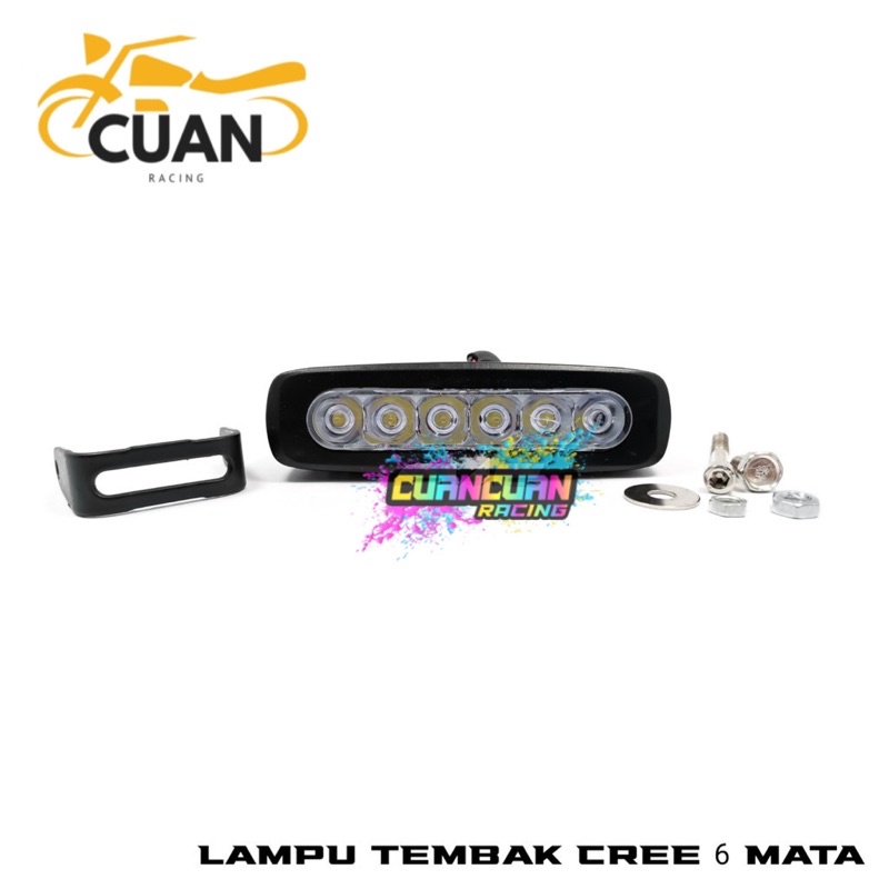 LAMPU TEMBAK SOROT MOTOR LED CREE 6 TITIK 6 MATA 6 SISI DRL WORKLIGHT