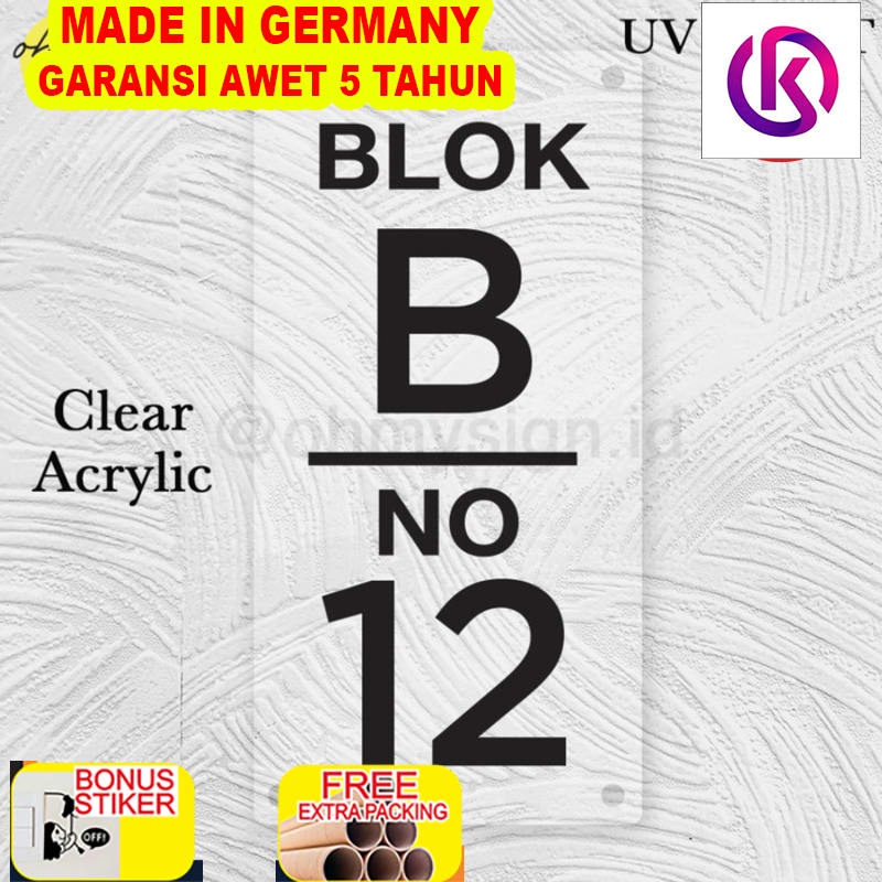 

Murah Custom Nomor Rumah Akrilik Bening 30x15 Plat Nomor Rumah Modern