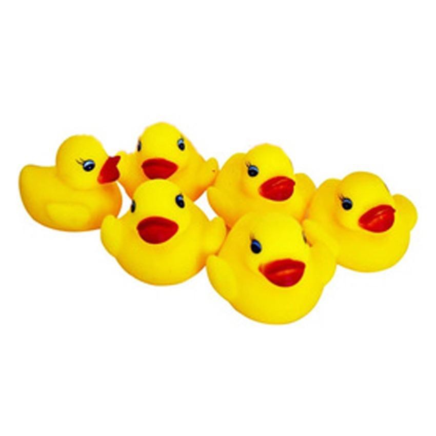 isi 12 pcs bebek vynil karet bebek kuning dan hewan campur mainan mandi bayi