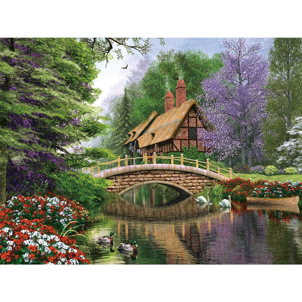 Diy Lukisan Diamond 5d Dengan Gambar Jembatan Dan Hiasan Berlian