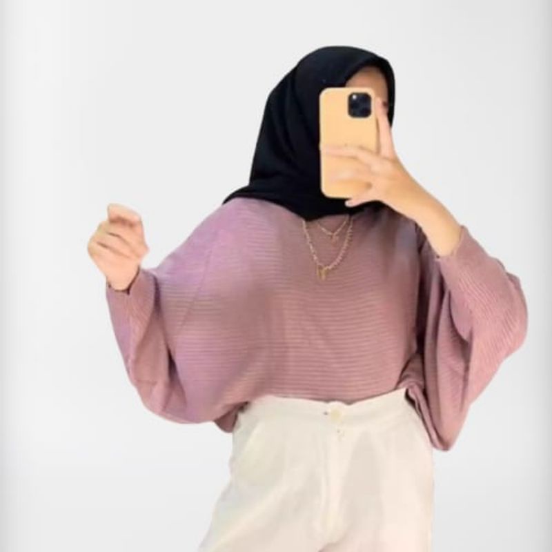 sweater rajut wanita batwing / rajut batwing kalong / new best seller lasperal blouse batwing rajut