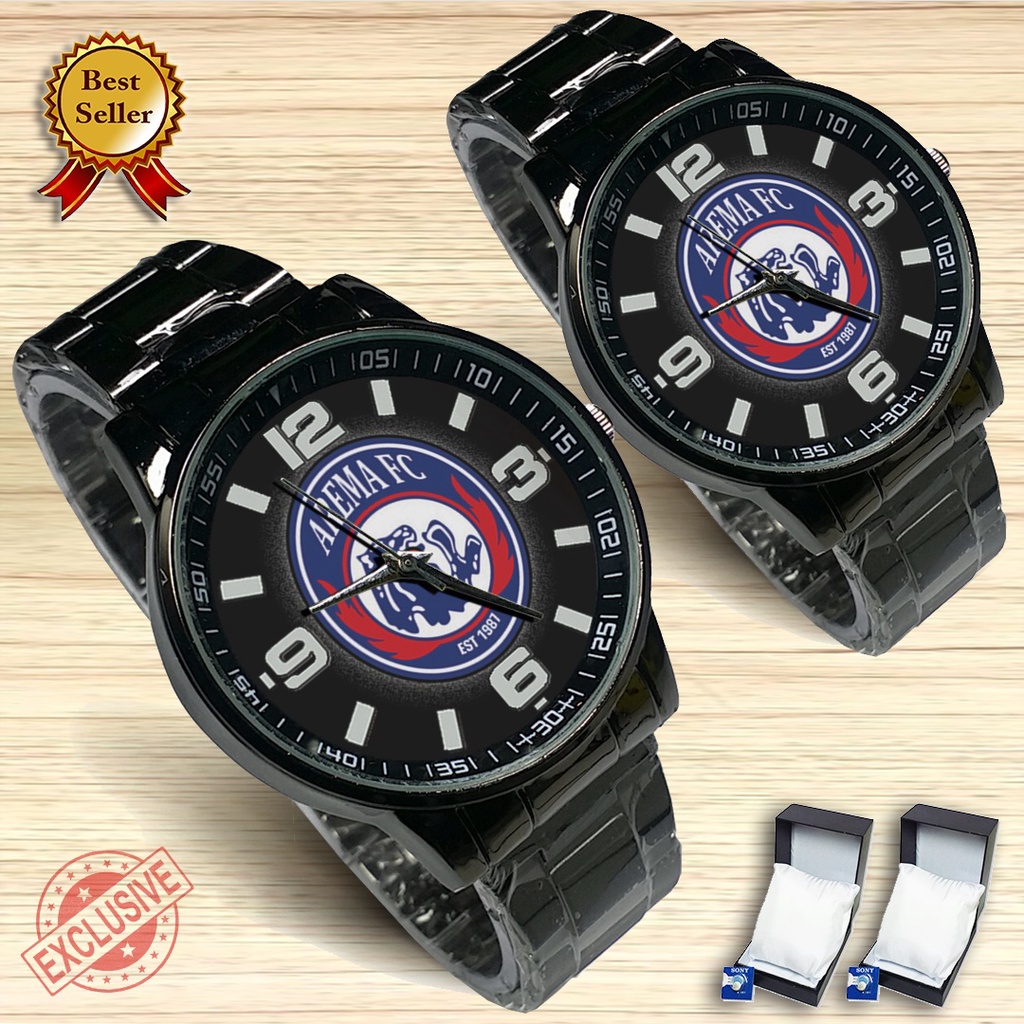 {Exclusive} Jam Tangan Couple AREMA FC - 3 (Satuan/Seapasang)