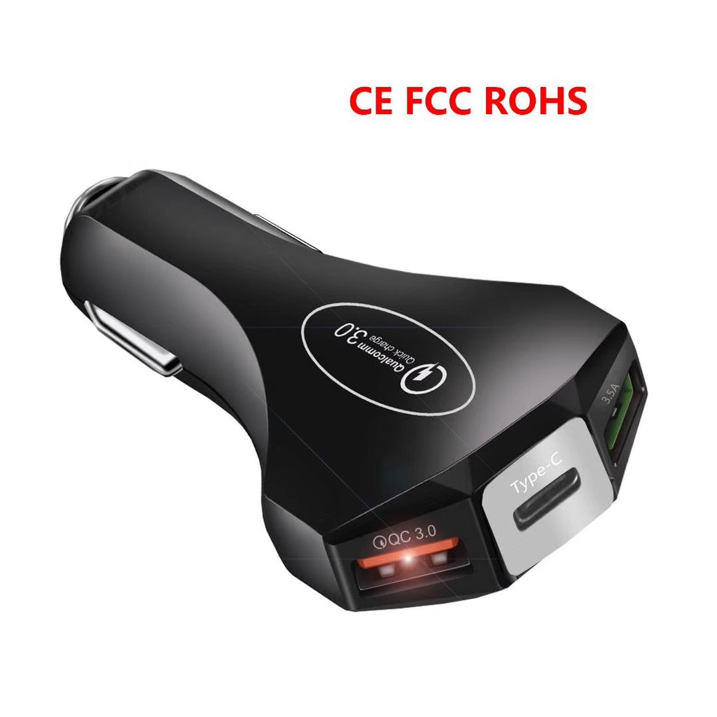 Charger HP Mobil Casan Car Lighter Motor VINYX Fast Charge 3.1A USB 3 Port Type C PD QC 3.0 Qualcomm