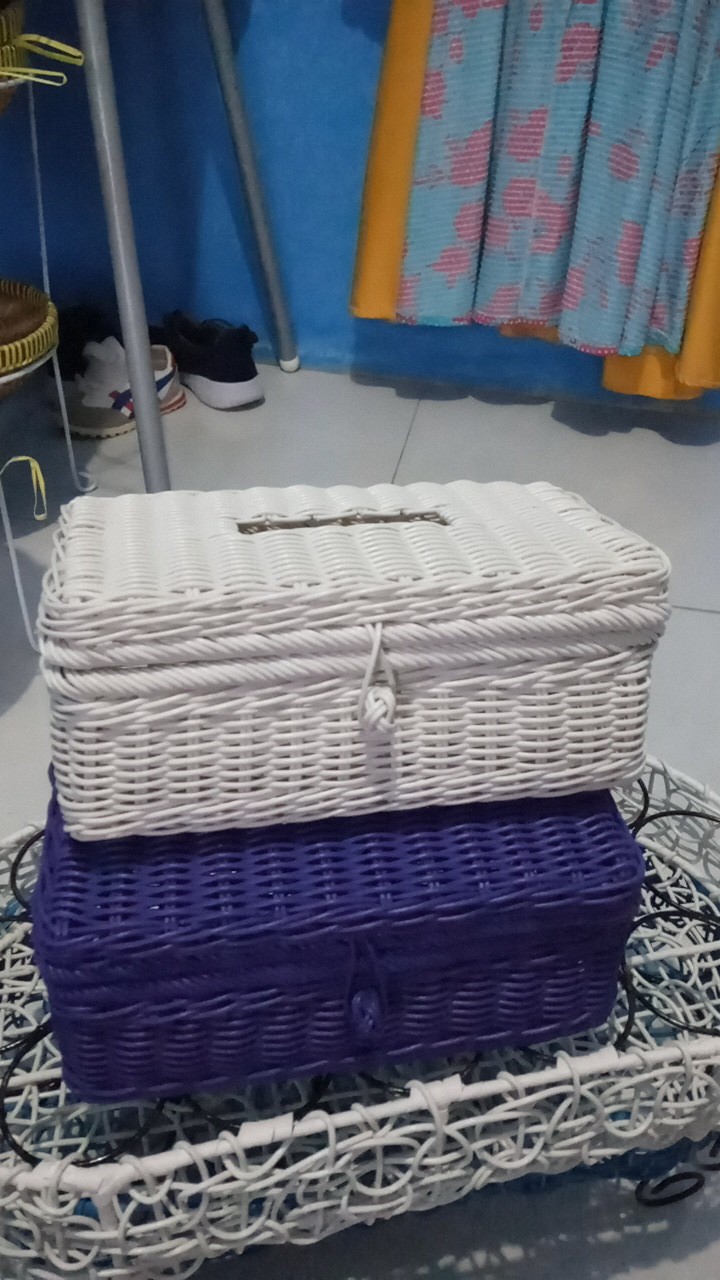 Wadah Tissu Rotan Sintetis / Tempat Tisu Ketupat