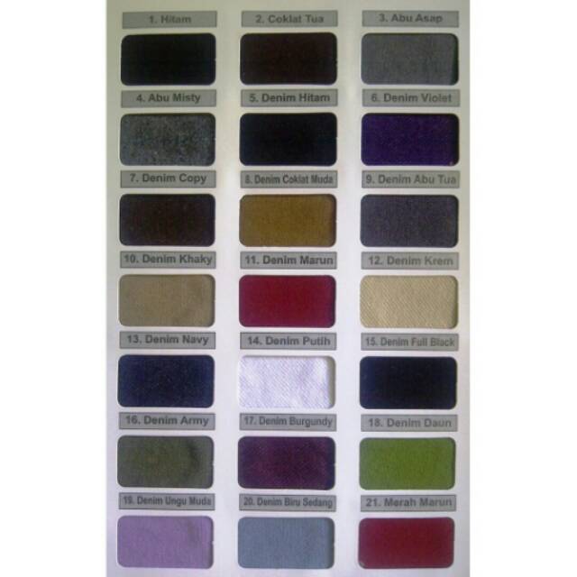 Katalog Warna Celana dan Rok Zetha