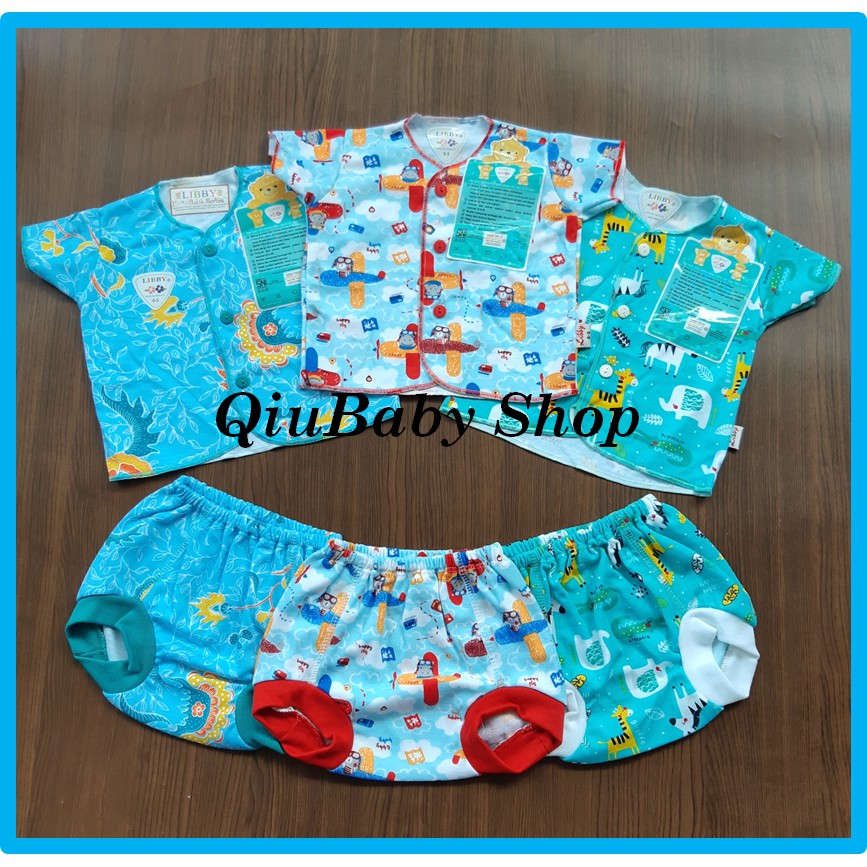 TERMURAH 6 PCS 3 STEL BAJU  BAYI  LIBBY  LENGAN  PENDEK  