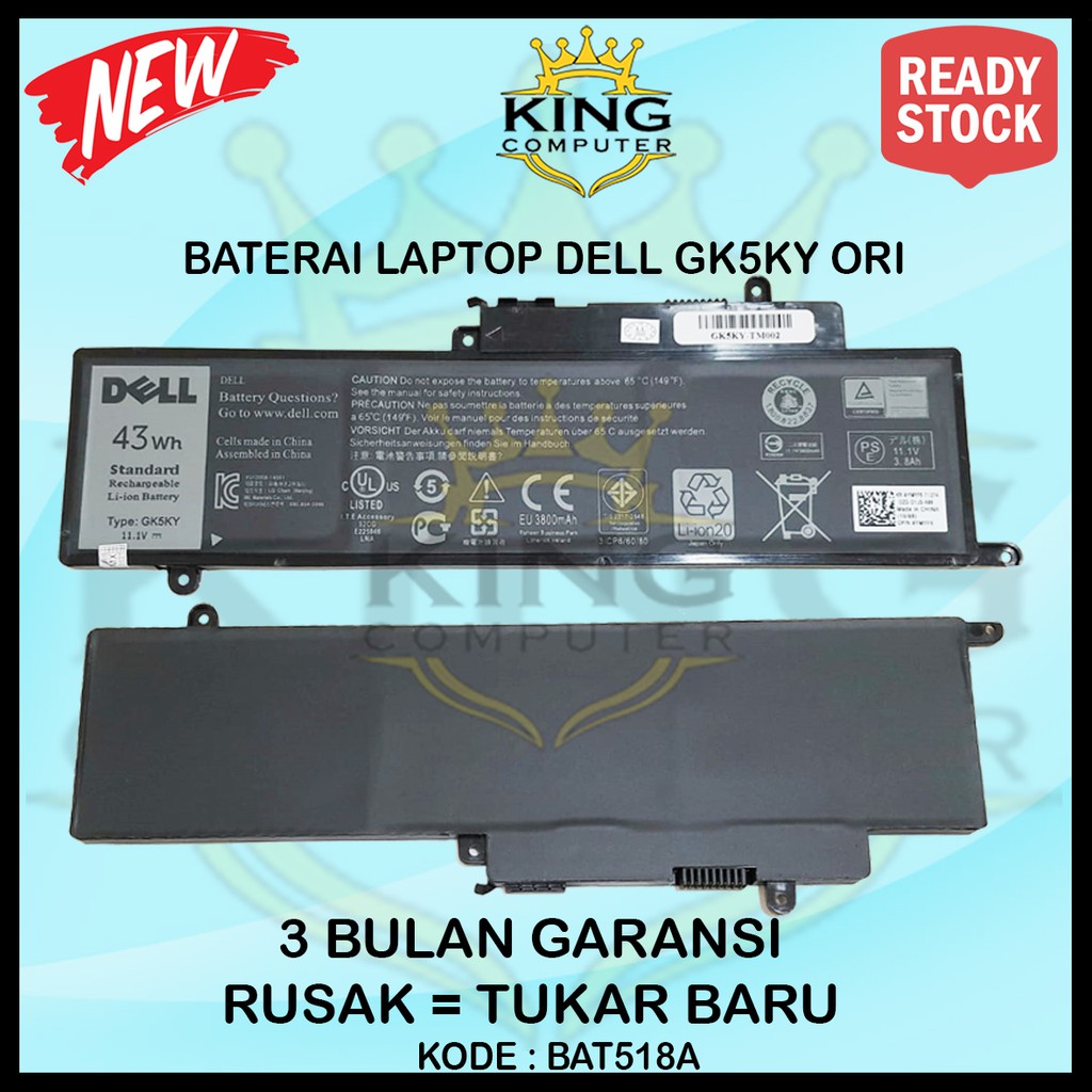 BATERAI BATERE LAPTOP DELL GK5KY 11 3147 3148 - 13 7347 7348 ORIGINAL