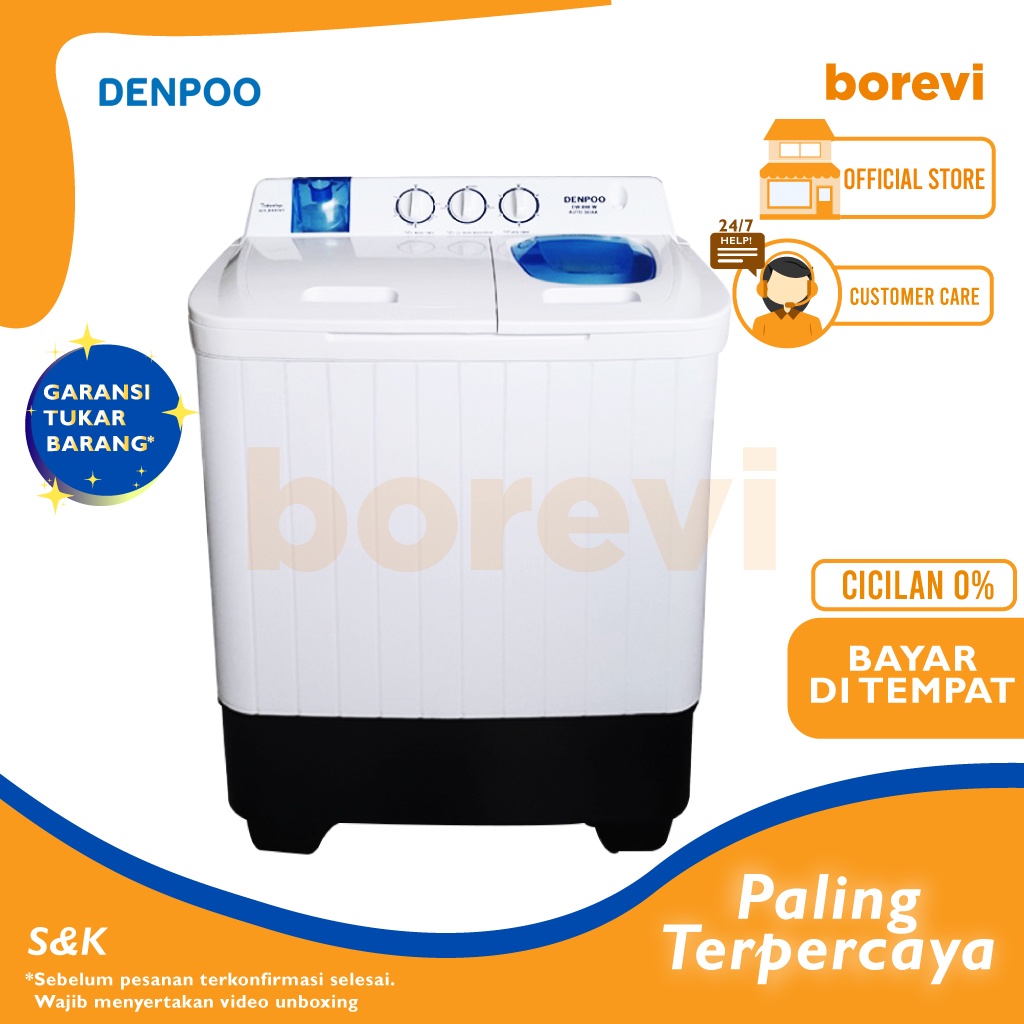 MESIN CUCI DENPOO DW 898 - MESIN CUCI 2 TABUNG 8 KG DW-898
