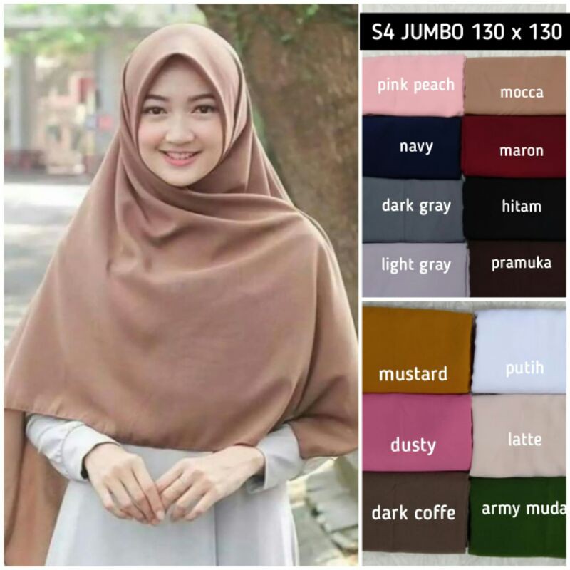 Segi Empat Syari Wolvis 130 x 130 cm/Jilbab Jumbo/Jilbab Syari Wolvis