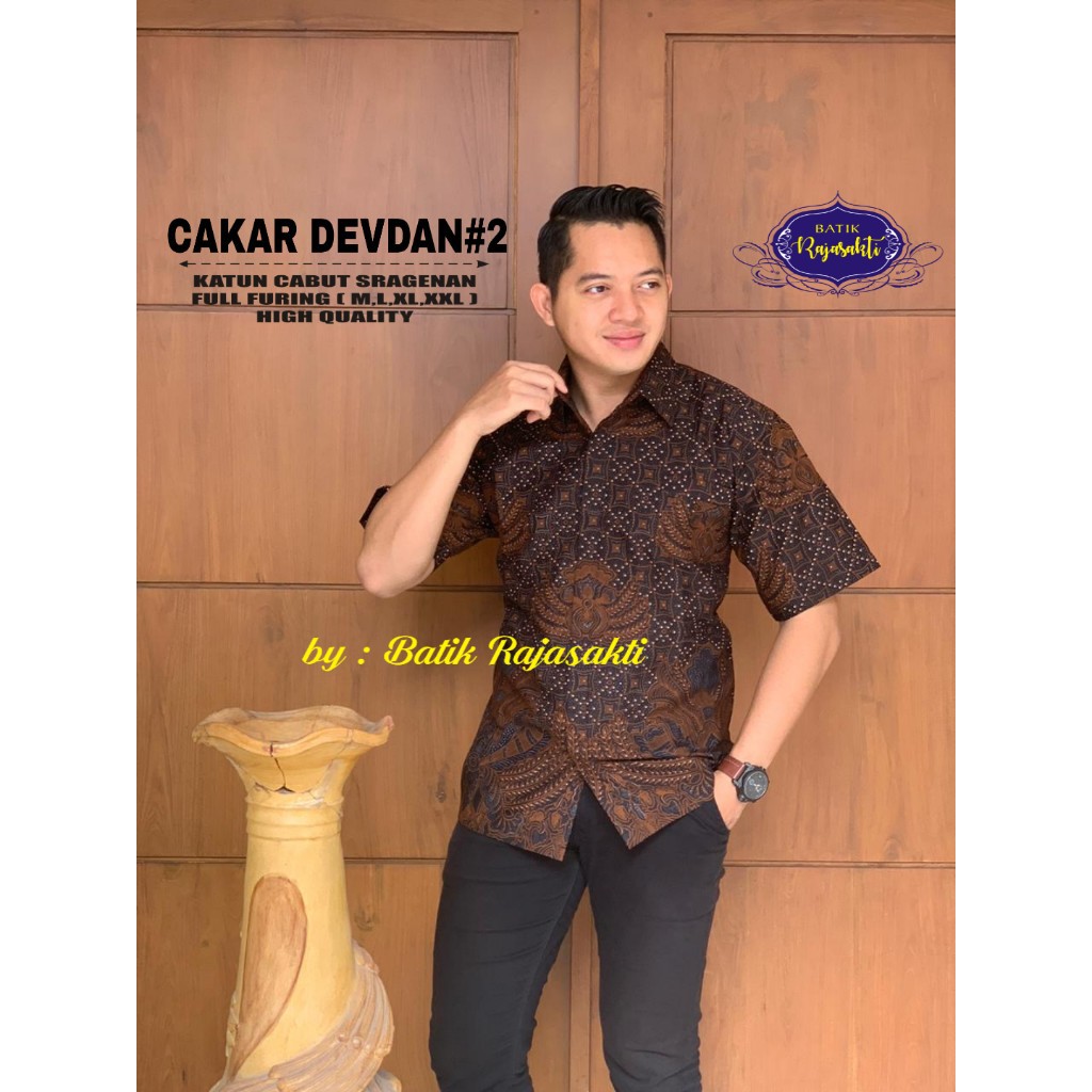 CAKAR DEVDAN PEN Kemeja Batik Pria Lengan Pendek Katun Halus FULL FURING Rajasakti