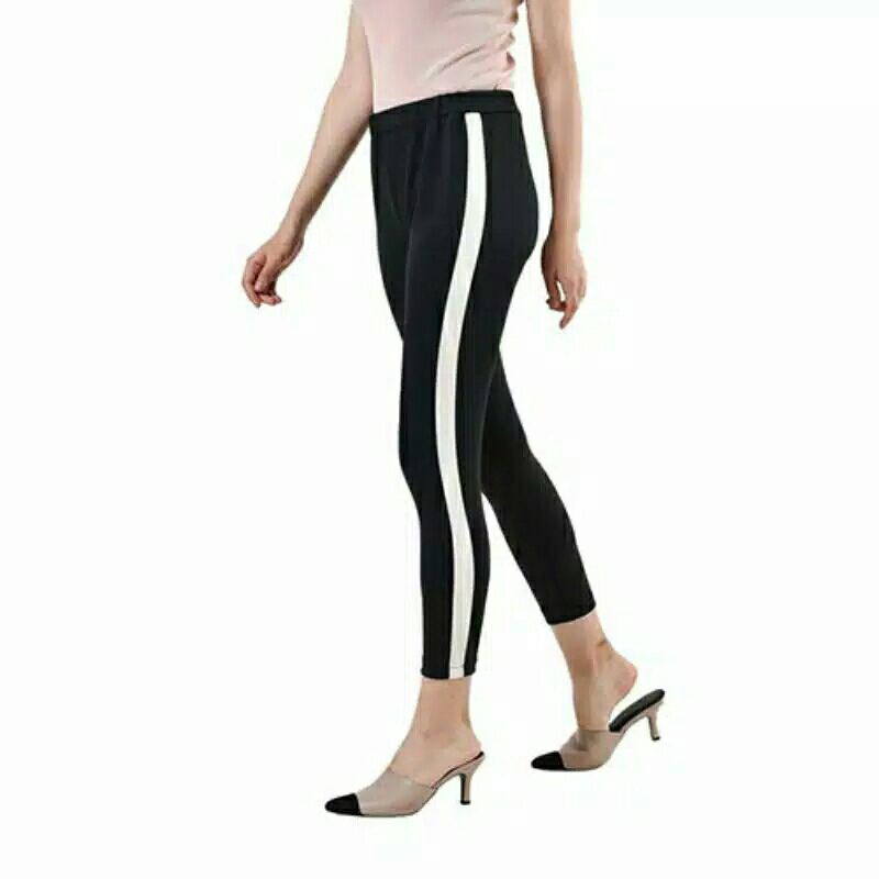 Legging Stripe List putih PREMIUM / Legging List putih 1 Legging Garis Putih / celana Basic Stripe ZR list