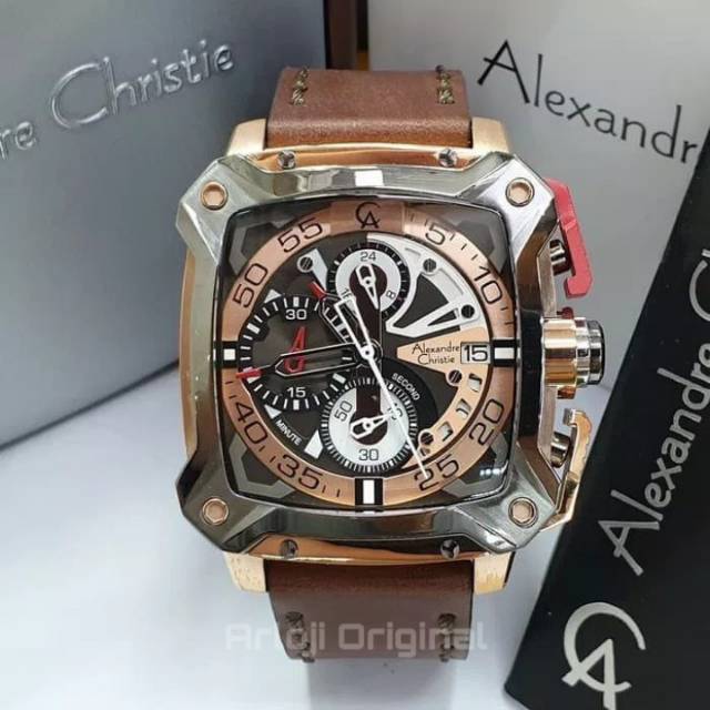 JAM TANGAN PRIA ALEXANDRE CHRISTIE AC 3038 ROSEGOLD BROWN. GARANSI RESMI 1TAHUN