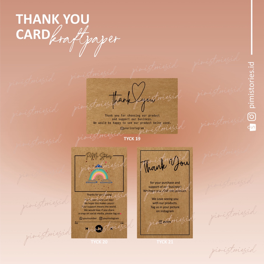 THANK YOU CARD KRAFT PAPER ⚫ THANKS CARD ⚫ KARTU UCAPAN TERIMA KASIH RUSTIC ⚫ AESTHETI