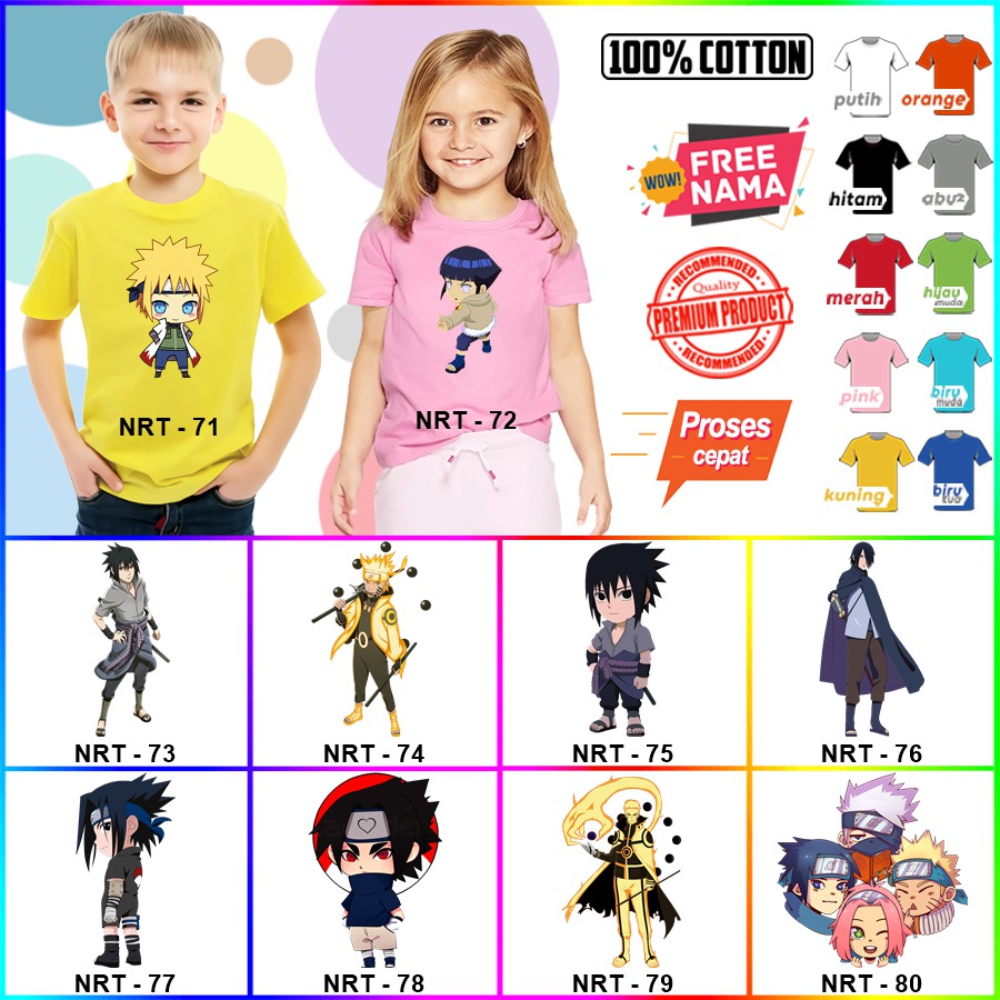 Baju Kaos ANAK DAN DEWASA NARUTO COUPLE (FREE NAMA) 51 - 100