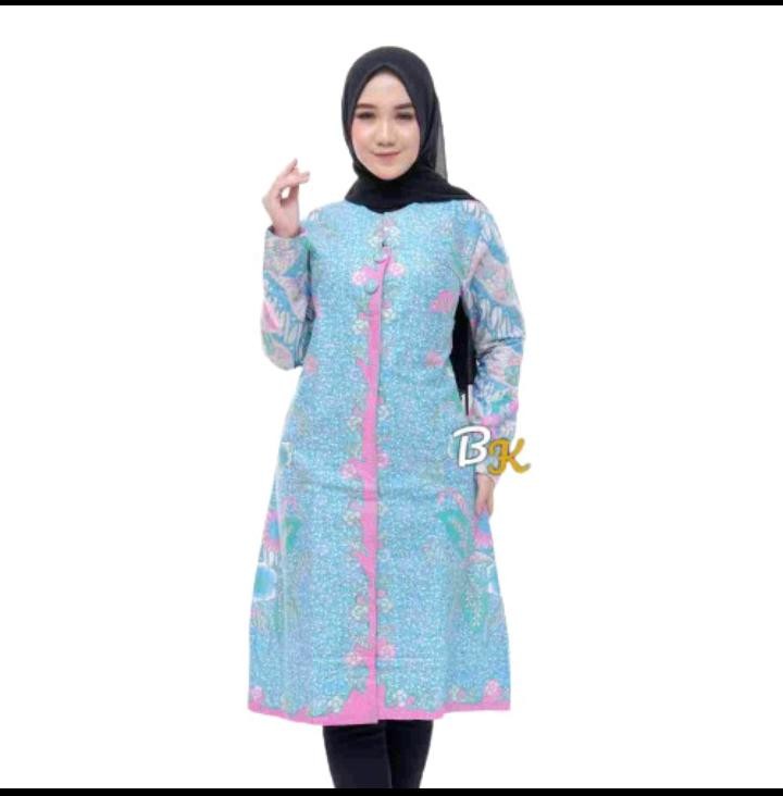 Batik Tunik Motif Terbaru Pekalongan Original Zipper M L Xl Xxl Xxxl Td 055