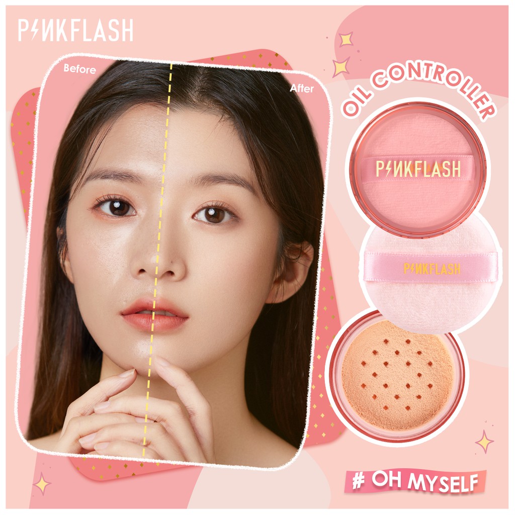 PINKFLASH Loose Powder Bedak Tabur Matte Natural Anti Air Mengontrol Minyak Wajah