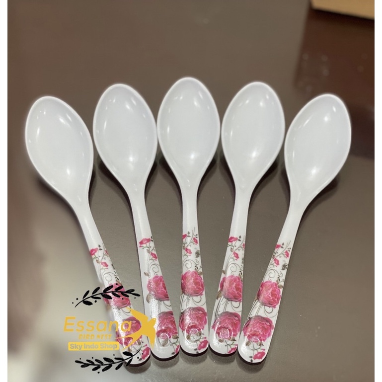 Gelas Minum Plastik _Piring Makan Bulat Plastik _Mangkok Makan Bulat Bakso Plastik_Sendok Makan Plastik_Terlaris Termurah Berkualitas ( 1pcs ) claris-Sendok melamin isi 6