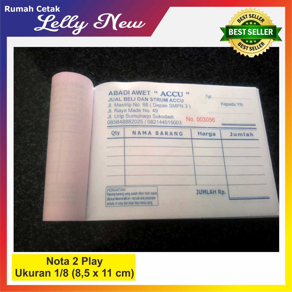 

NOTA NCR 2 Play Ukuran 1/8 (8,5 x 11 cm)