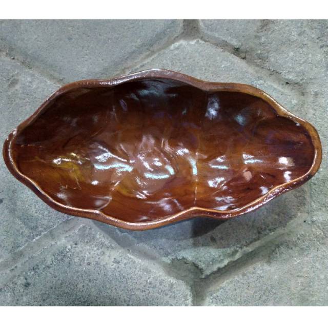 (BISA COD) TEMPAT PERMEN BENTUK KACANG BAHAN KAYU JATI UKURAN 20x10 cm