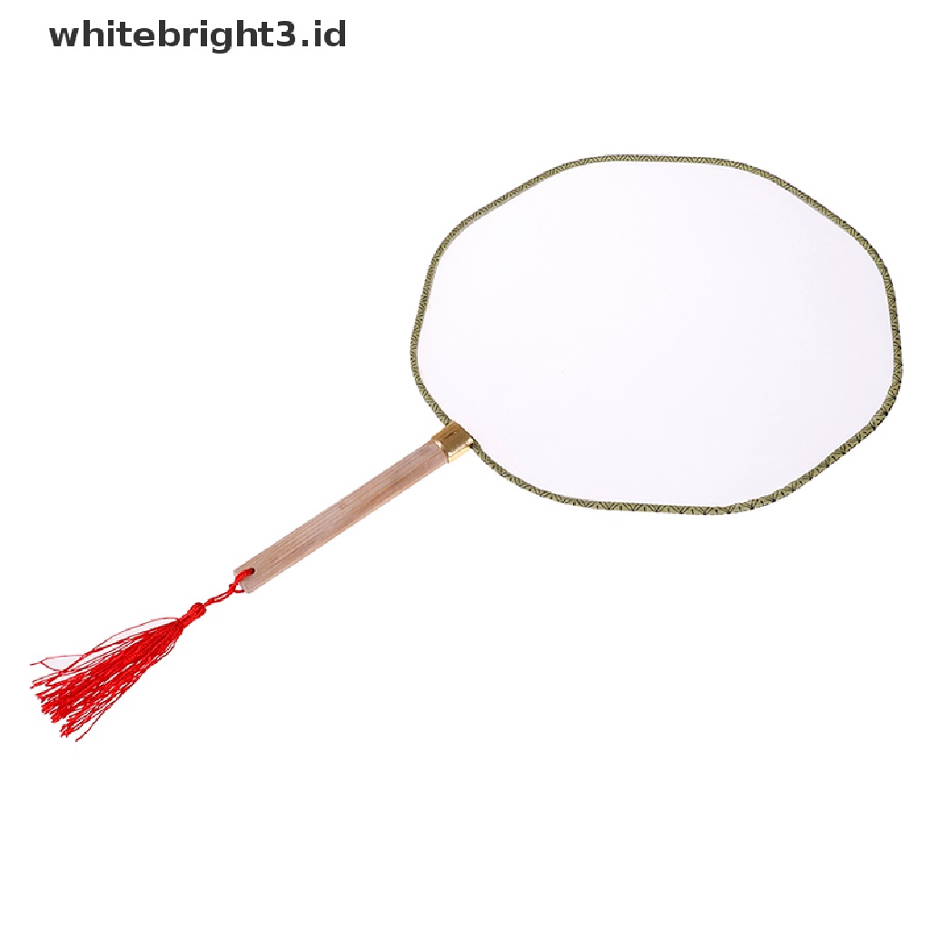 {whitebright3.id} White Elegant Hand Fan Gong fan blank children DIY art painted fan ,