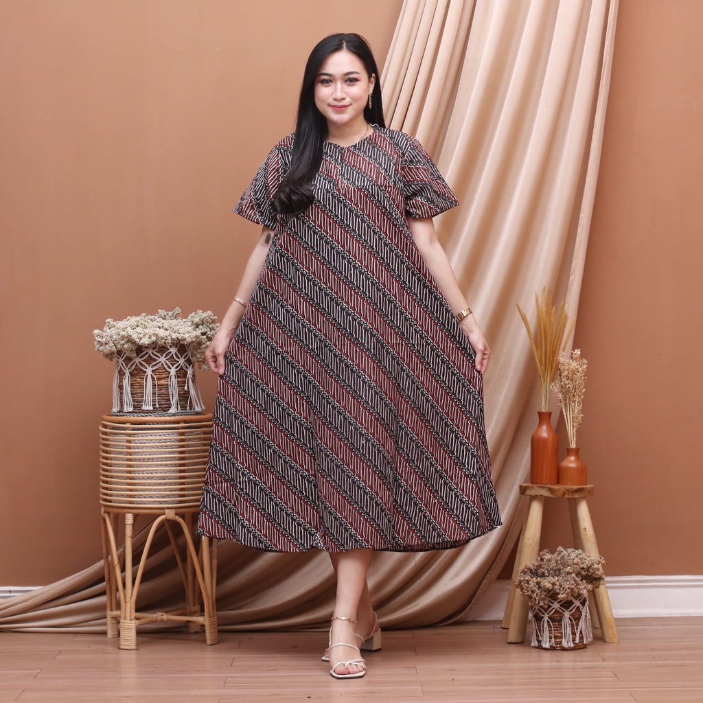 Daster Kencana Ungu Batik - Motif Abstrak - Sleting Dada - Busui - Bumil - Centini Hitput-2