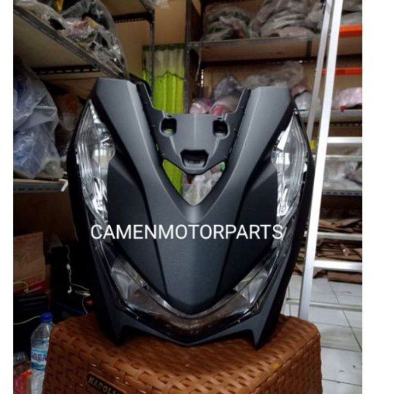Tameng panel Body depan full set reflektor lampu + sen Beat dealuxe beat street 2020 2021 hitam doff