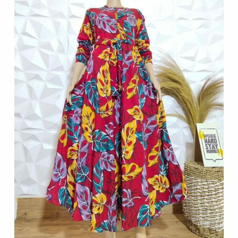 Baju Muslim Wanita Gamis Rayon Motif Janda Bolong Terbaru