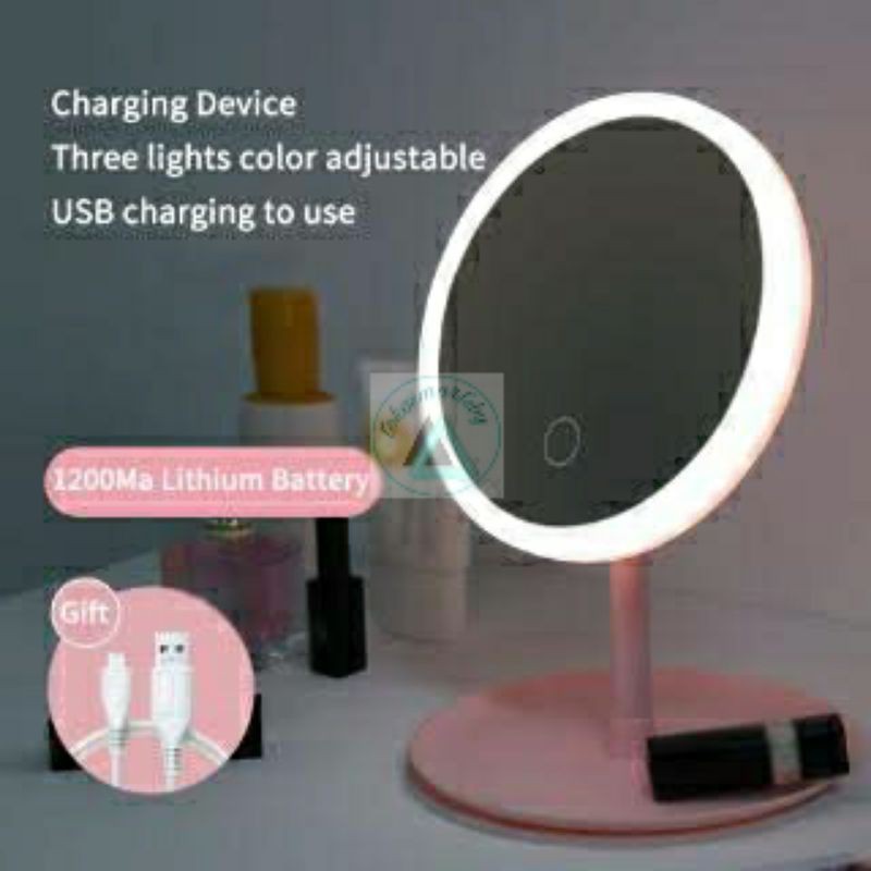 Cermin Make Up Bulat Dengan Lampu LED / Make Up LED Mirror Standing 809