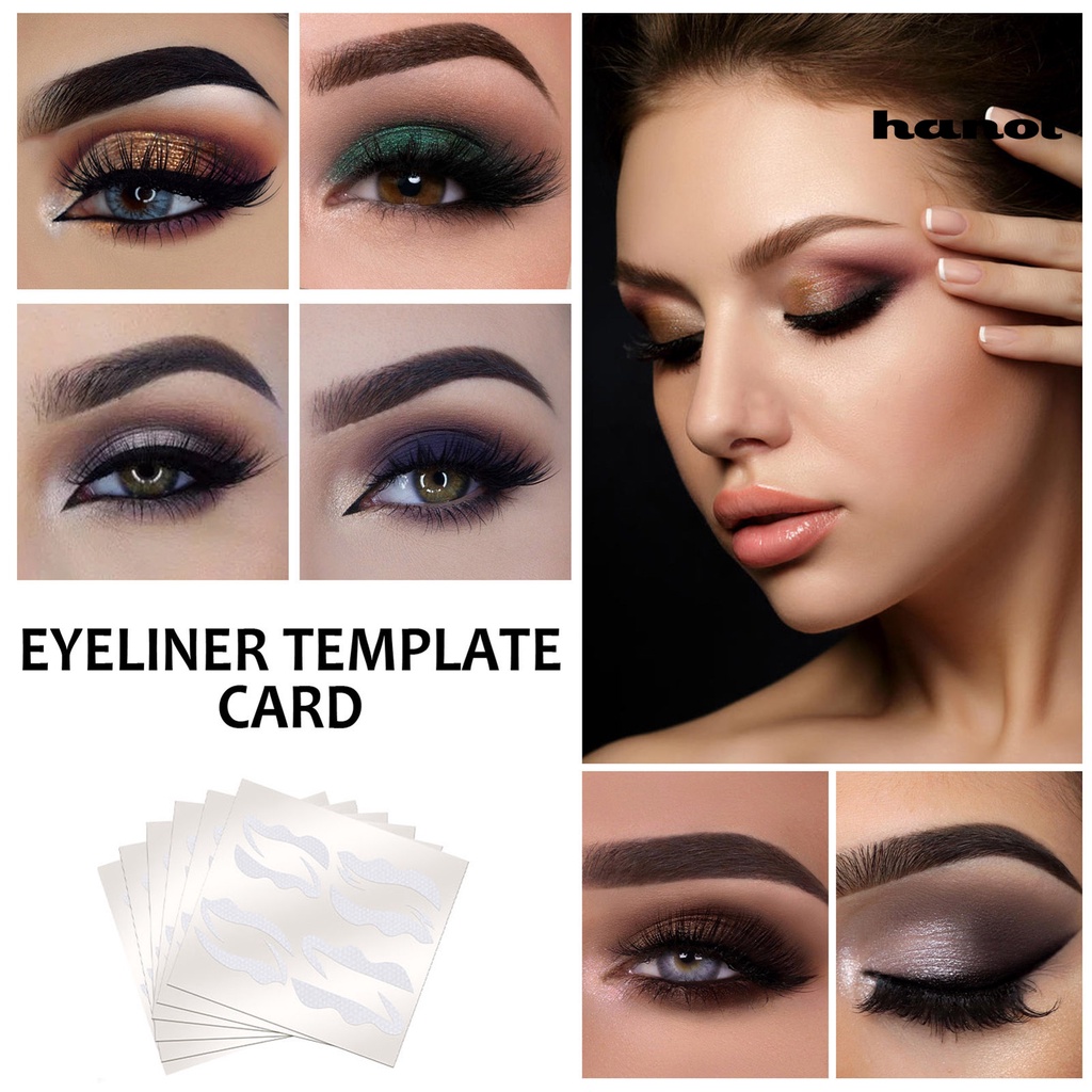 Han / 6Pcs / Kotak Kartu Stensil Template Eyeliner Akurat Ergonomis