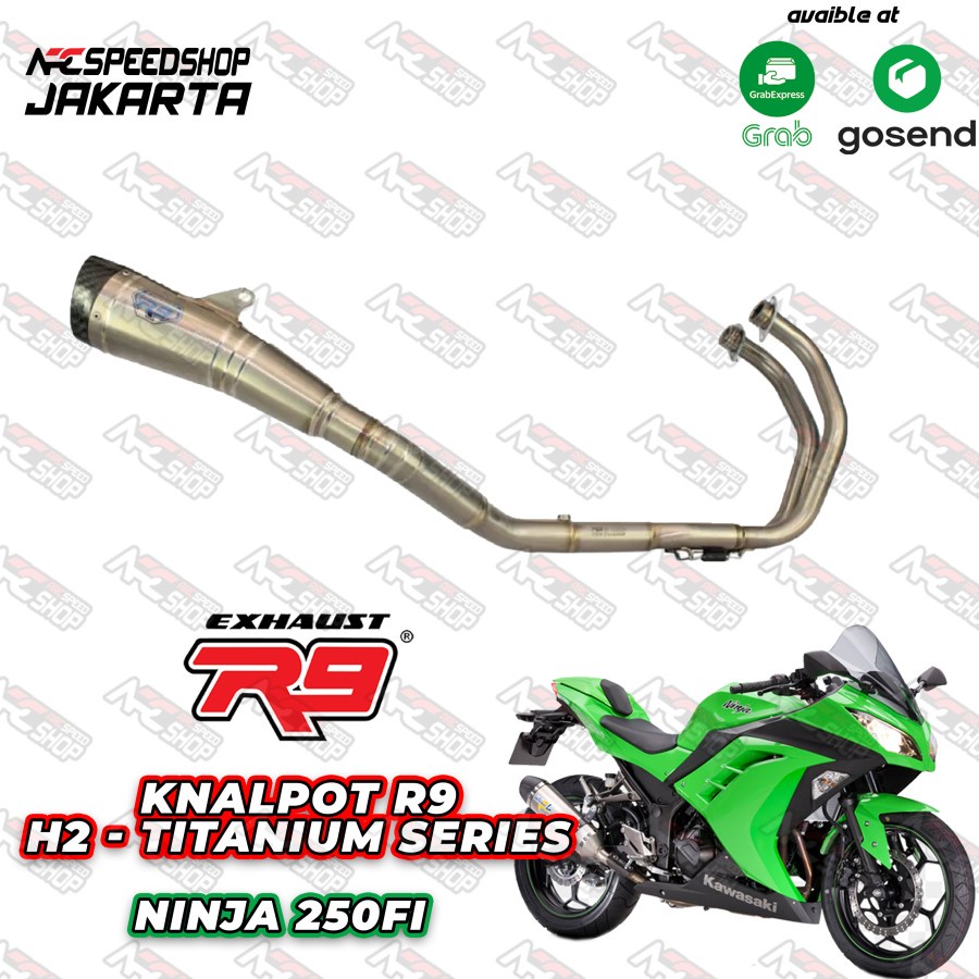 Knalpot R9 H2 New Titanium Ninja 250 Fi / Z250 Fullsystem