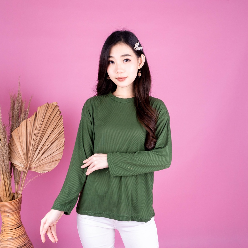 IL - Clarissa Top Knit RIB | Longsleeve Wanita Atasan Wanita Muslim