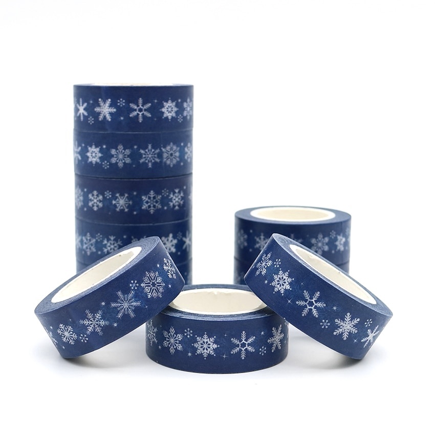 Tape / Selotip Washi Seri Natal Motif Snowflake Untuk Scrapbook DIY