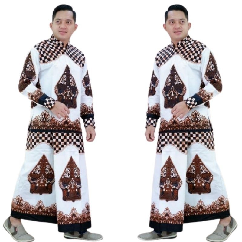 Batik Solo Modern Setelan Sarung Dan Koko Gunungan Sogan